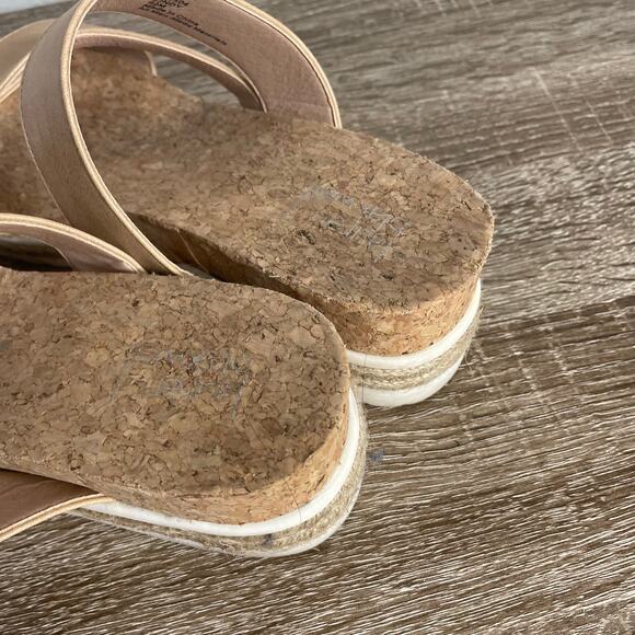 Lauren Blakwell Cindy Tan Cork Platform Sandals Womens 9.5 Slip-On Strappy Shoes - Picture 7 of 11